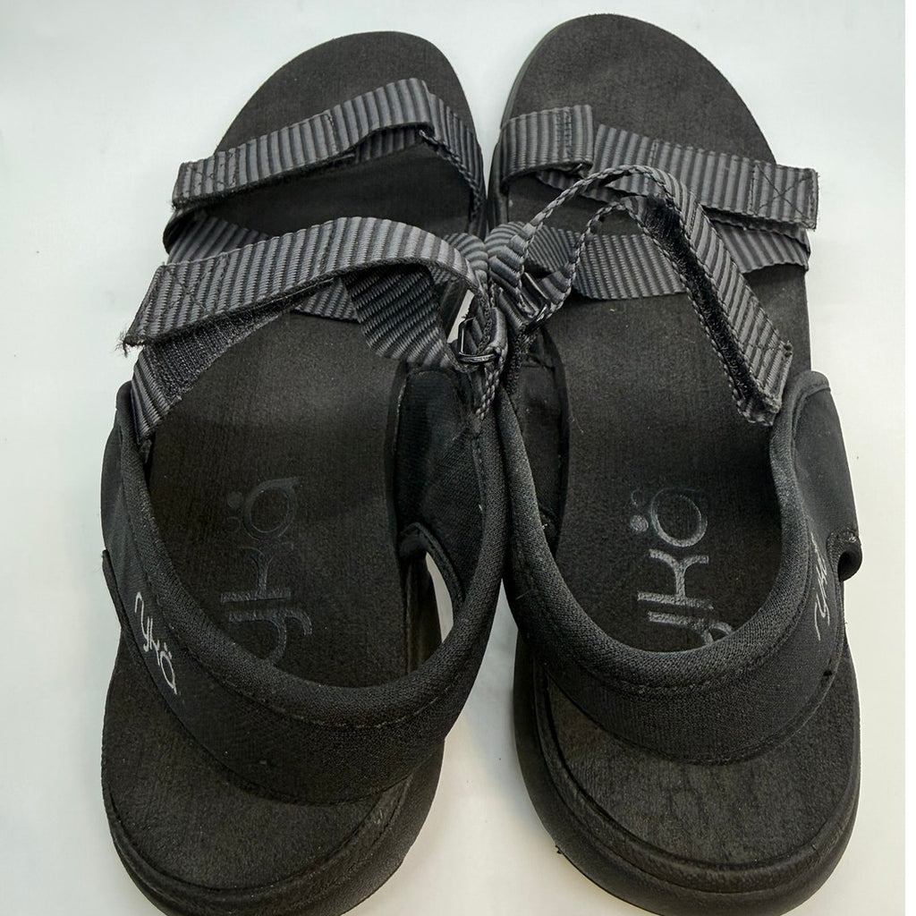 Ryka Manifest Sport Adjustable Sandals Women's US 10 Black Hook & Loop Closure