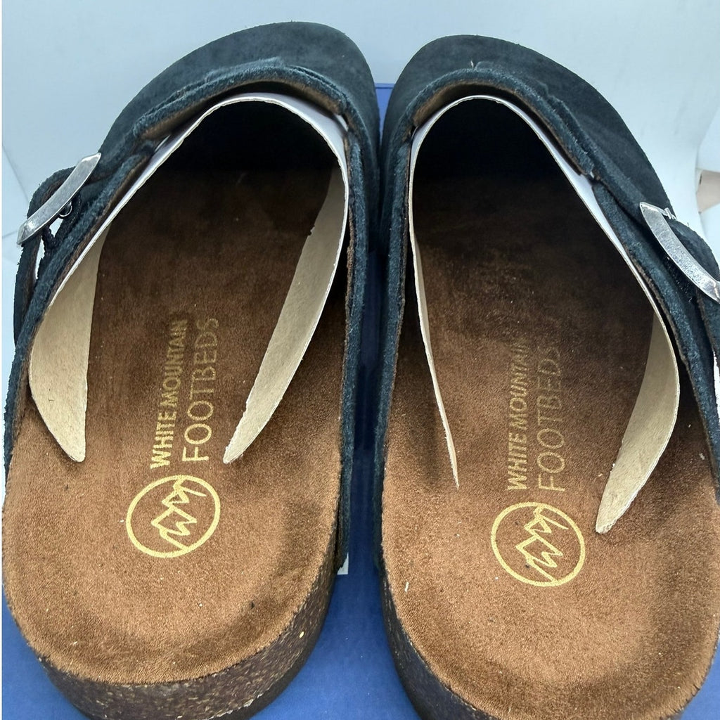 White Mountain Bari Slip on Clogs Women's US 7 Black Suede Leather W27246-001