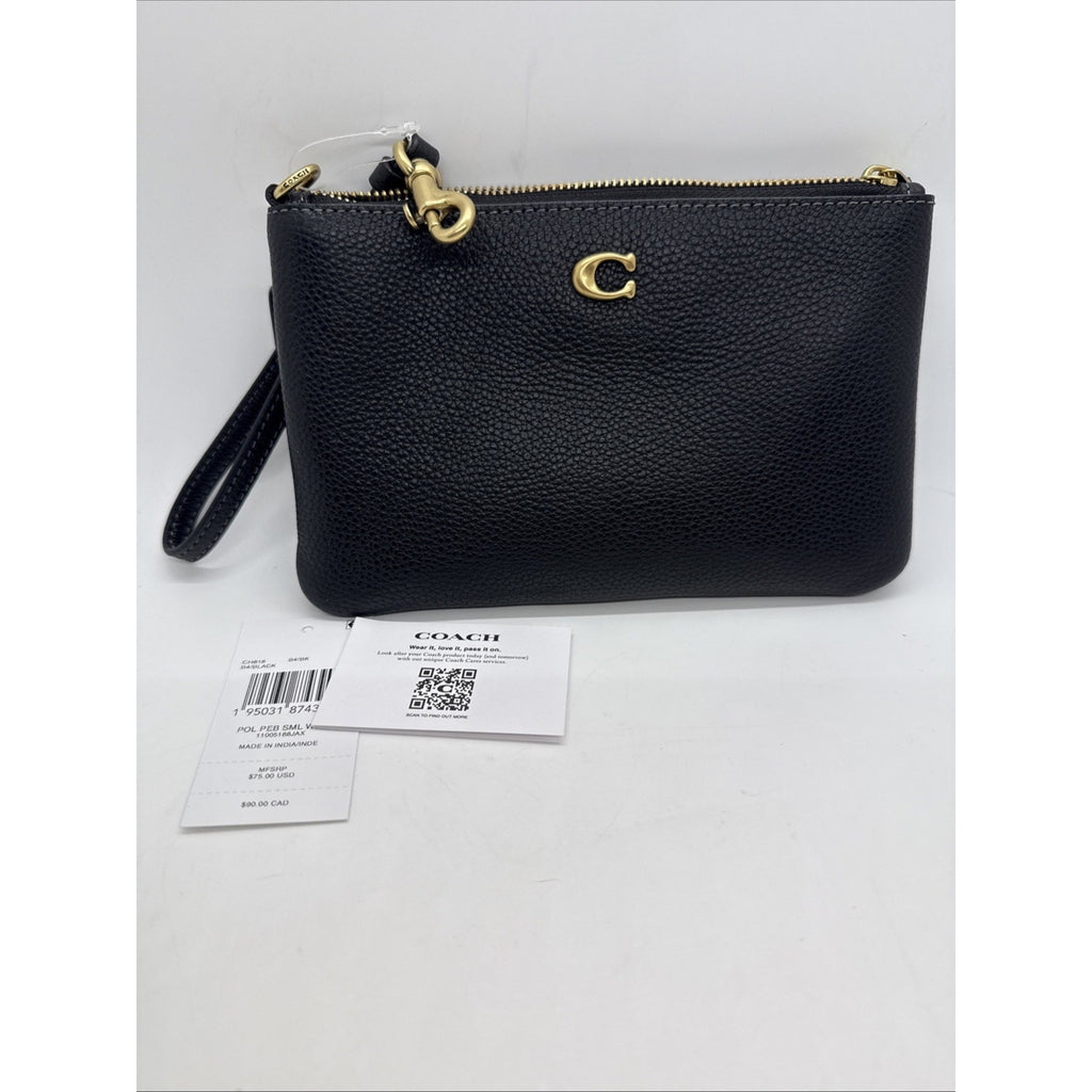 COACH Essential Small Wristlet CH818 Black Leather NWT