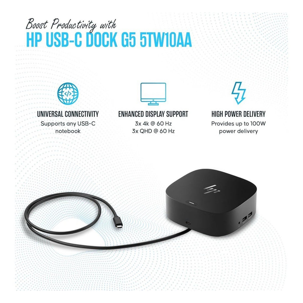 HP 5 TW10AA / 5TW10UT / 5TW10AA#ABB HP Docking Station For Laptop Dual Monitor
