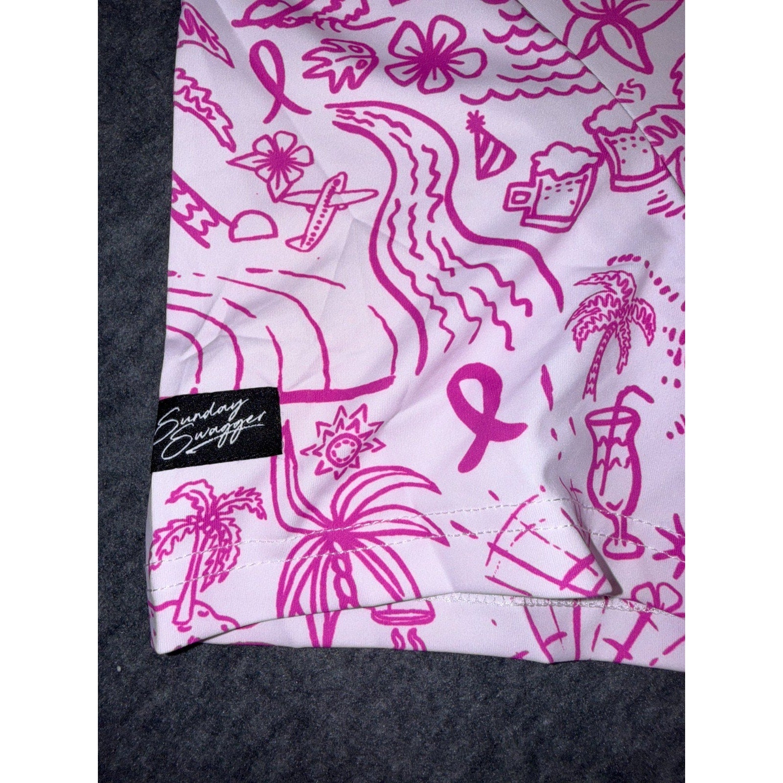 Sunday Swagger Womens Golf Polo Shirt Happy Thoughts Breast Cancer Awareness