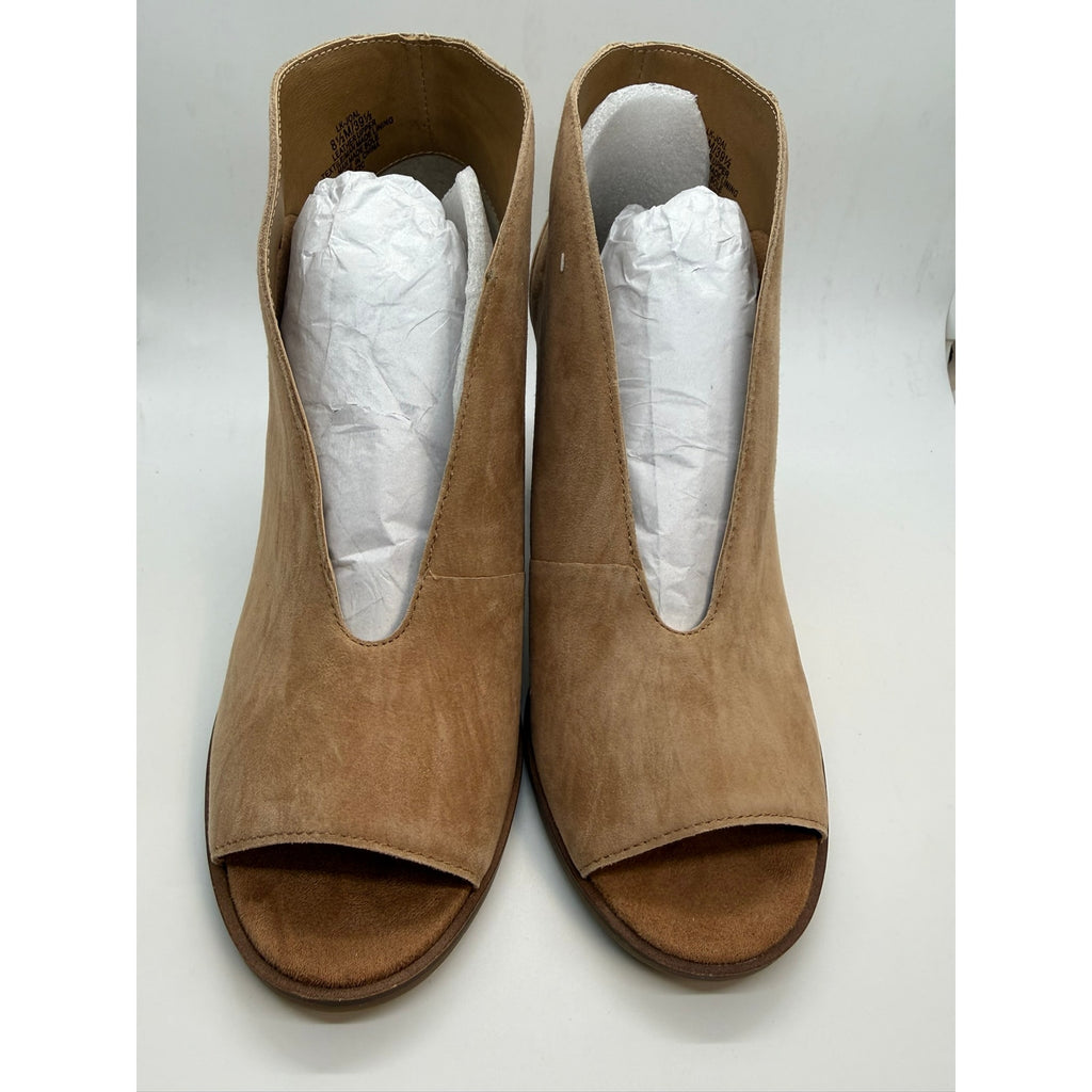 Lucky Brand LK-Joal Shoes Women’s 8 1/2M Tan Leather Peep Toe Block Heel