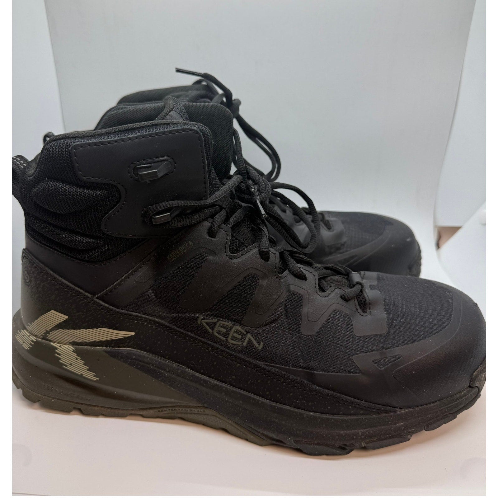 KEEN CSA Targhee Blur Waterproof Work Boot Men's US 12D Black Lace-Up Carbon Toe