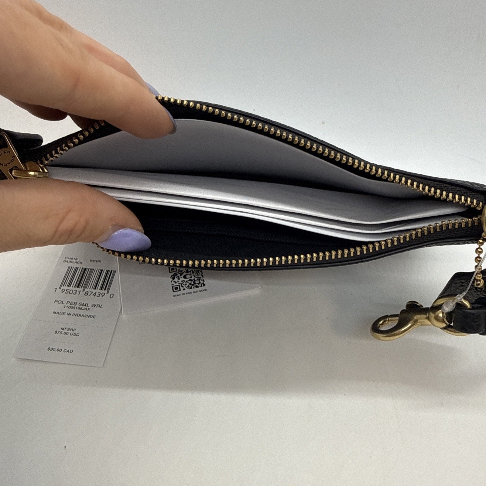 COACH Essential Small Wristlet CH818 Black Leather NWT