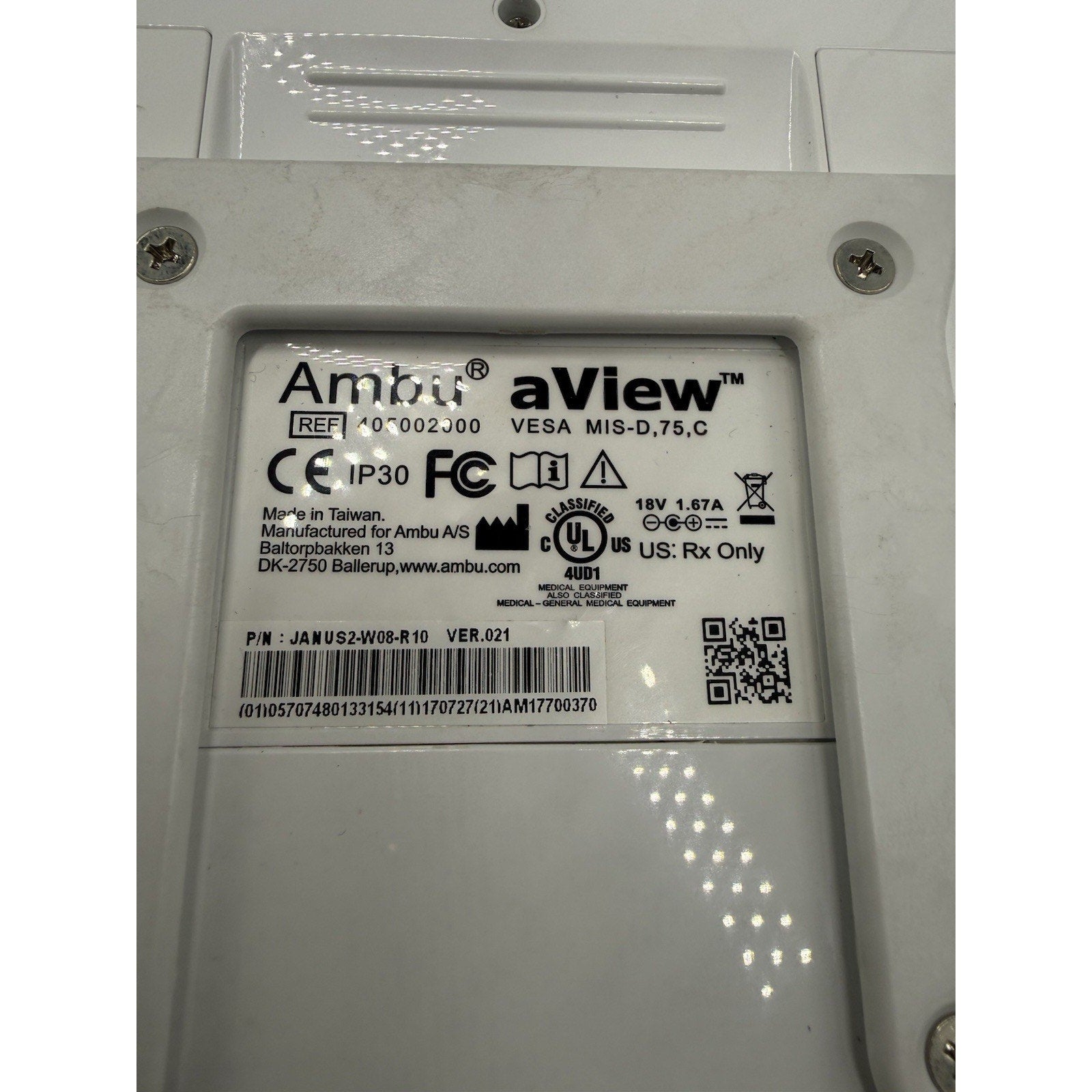 Ambu Aview Monitor 405002000 w/ Power Supply (Tested) Travel Case & Cord
