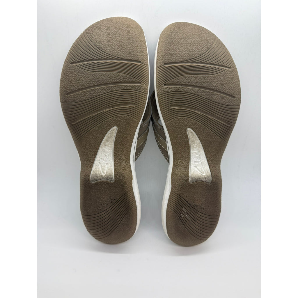 Clarks Breeze Sea Taupe Comfort Thong Sandals Women's US 10 Taupe Slip On