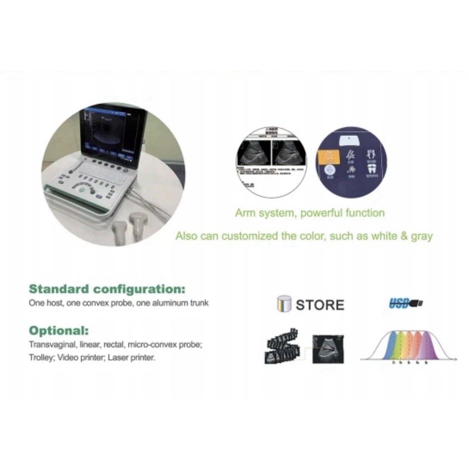 15" Portable Laptop Ultrasound Scanner Machine Diagnostics Ultrasound System