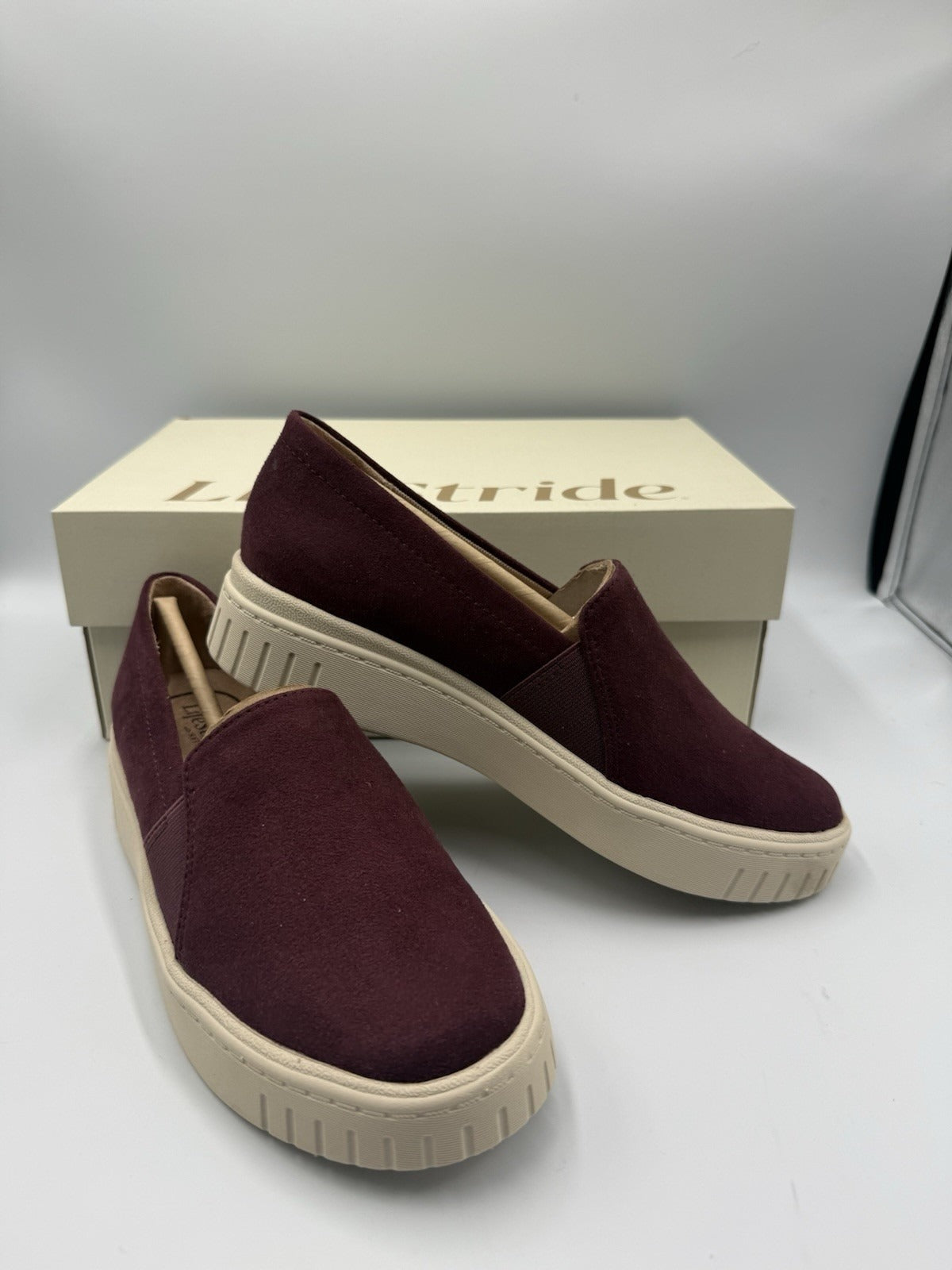 LifeStride Grandeur Slip-On Wedge Sneaker Berry Wine Women's US 5.5M