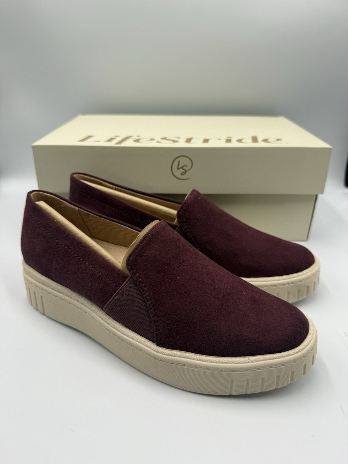 LifeStride Grandeur Slip-On Wedge Sneaker Berry Wine Women's US 5.5M