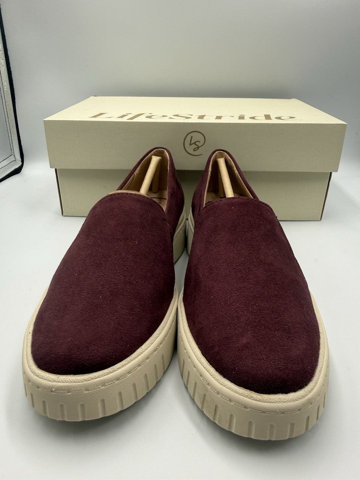 LifeStride Grandeur Slip-On Wedge Sneaker Berry Wine Women's US 5.5M